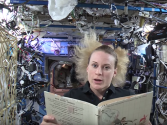 Astronauts reading in space
